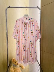 Váy ngủ sơmi lụa nữ Shury Store Home Wear SM25 đầm ngủ freesize in hình mặc nhà suông rộng mềm mại