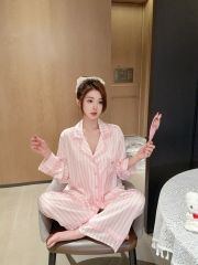 Đồ bộ ngủ nữ pyjama lụa Shury Store Home Wear TD04 tay dài quần dài mặc nhà size 45-75kg lụa mềm mát