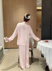 Đồ bộ ngủ nữ pyjama lụa Shury Store Home Wear TD04 tay dài quần dài mặc nhà size 45-75kg lụa mềm mát