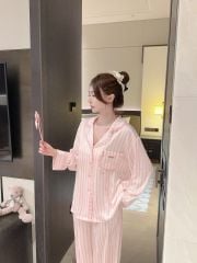Đồ bộ ngủ nữ pyjama lụa Shury Store Home Wear TD04 tay dài quần dài mặc nhà size 45-75kg lụa mềm mát