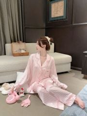 Đồ bộ ngủ nữ pyjama lụa Shury Store Home Wear TD04 tay dài quần dài mặc nhà size 45-75kg lụa mềm mát