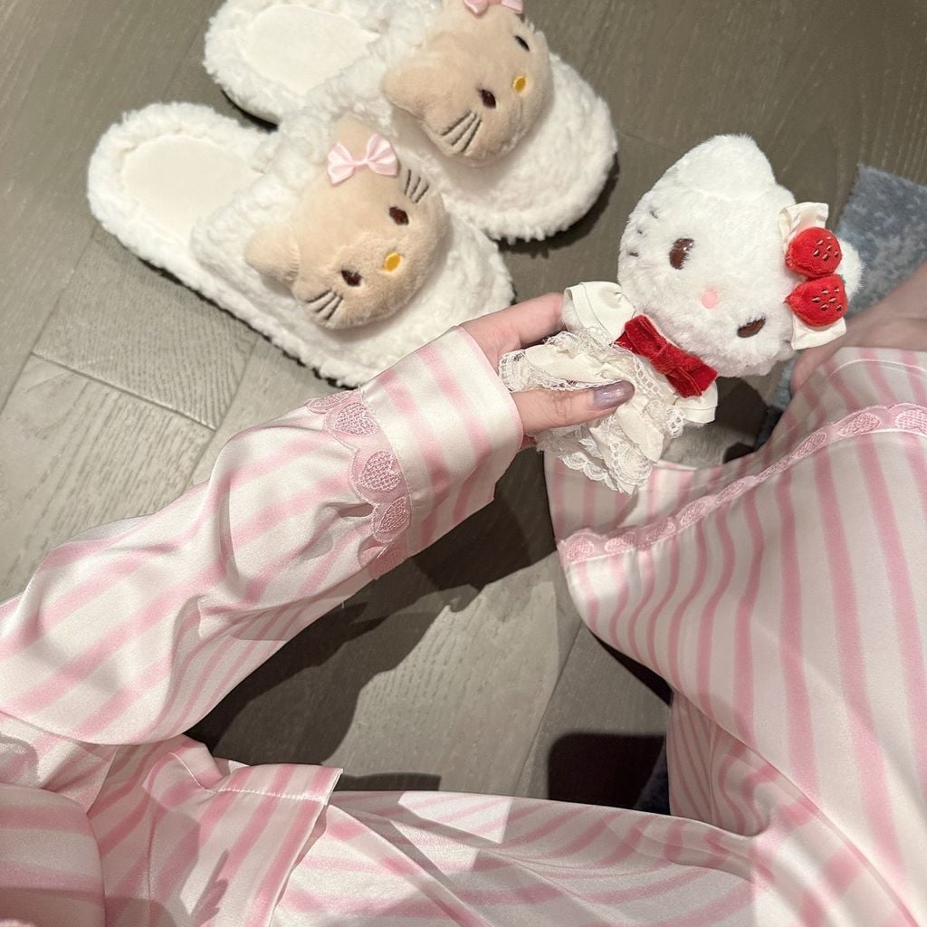 Đồ bộ ngủ nữ pyjama lụa Shury Store Home Wear TD04 tay dài quần dài mặc nhà size 45-75kg lụa mềm mát