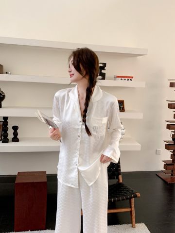Đồ bộ ngủ pyjama nam nữ Shury Store Home Wear DD14 size 45-95kg màu trắng bộ đôi couple lụa mềm mát
