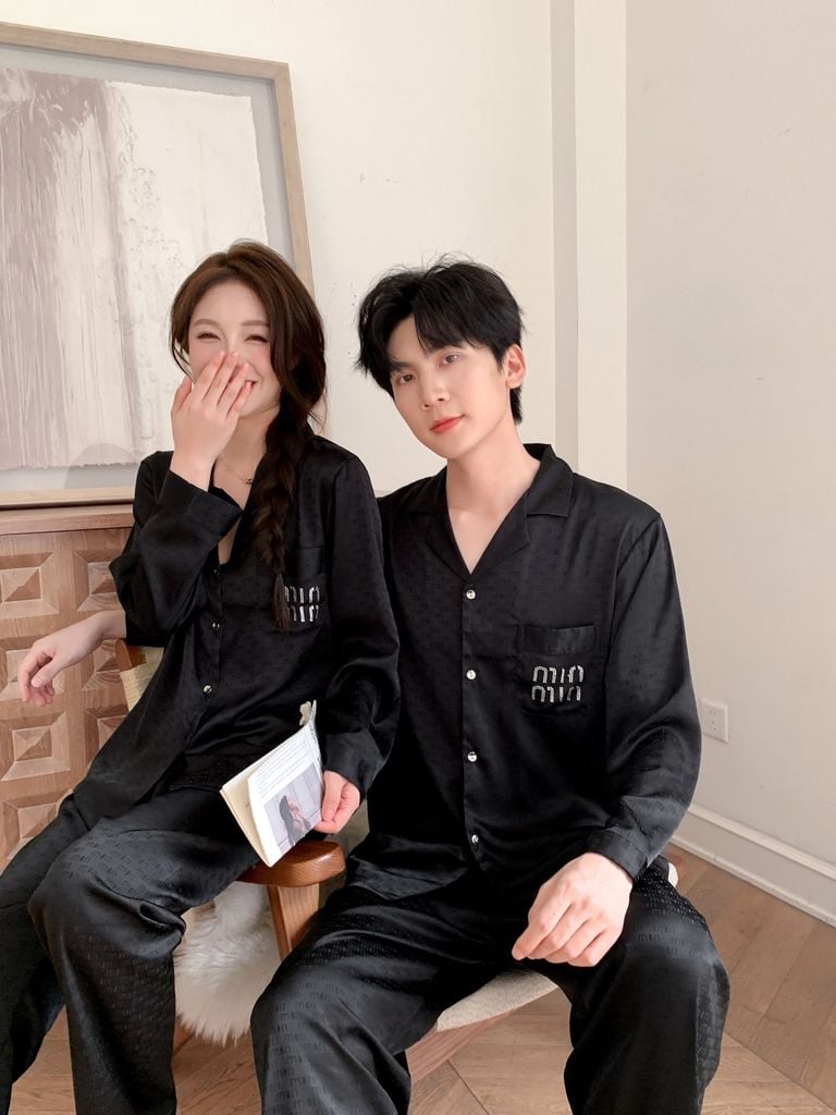 Đồ ngủ pyjama lụa nam nữ Shury Store Home Wear DD34 size 45-95kg tay dài quần dài  bộ đôi couple lụa