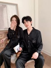 Đồ ngủ pyjama lụa nam nữ Shury Store Home Wear DD34 size 45-95kg tay dài quần dài  bộ đôi couple lụa