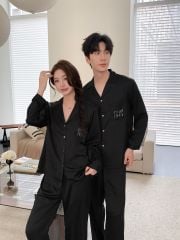 Đồ ngủ pyjama lụa nam nữ Shury Store Home Wear DD34 size 45-95kg tay dài quần dài  bộ đôi couple lụa