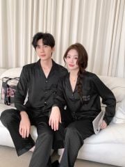 Đồ bộ ngủ pyjama nam nữ Shury Store Home Wear DD14 size 45-95kg màu trắng bộ đôi couple lụa mềm mát