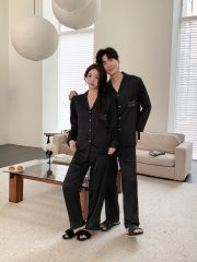 Đồ bộ ngủ pyjama nam nữ Shury Store Home Wear DD14 size 45-95kg màu trắng bộ đôi couple lụa mềm mát