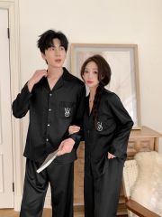 Đồ ngủ pyjama lụa nam nữ Shury Store Home Wear DD27 size 45-95kg tay dài quần dài  bộ đôi couple lụa