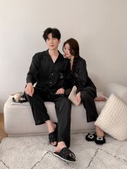 Đồ ngủ pyjama lụa nam nữ Shury Store Home Wear DD27 size 45-95kg tay dài quần dài  bộ đôi couple lụa