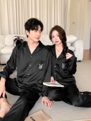 Đồ ngủ pyjama lụa nam nữ Shury Store Home Wear DD27 size 45-95kg tay dài quần dài  bộ đôi couple lụa