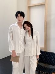 Đồ ngủ pyjama lụa nam nữ Shury Store Home Wear DD27 size 45-95kg tay dài quần dài  bộ đôi couple lụa