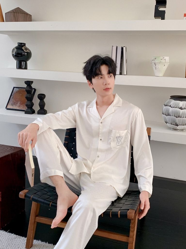 Đồ ngủ pyjama lụa nam nữ Shury Store Home Wear DD27 size 45-95kg tay dài quần dài  bộ đôi couple lụa