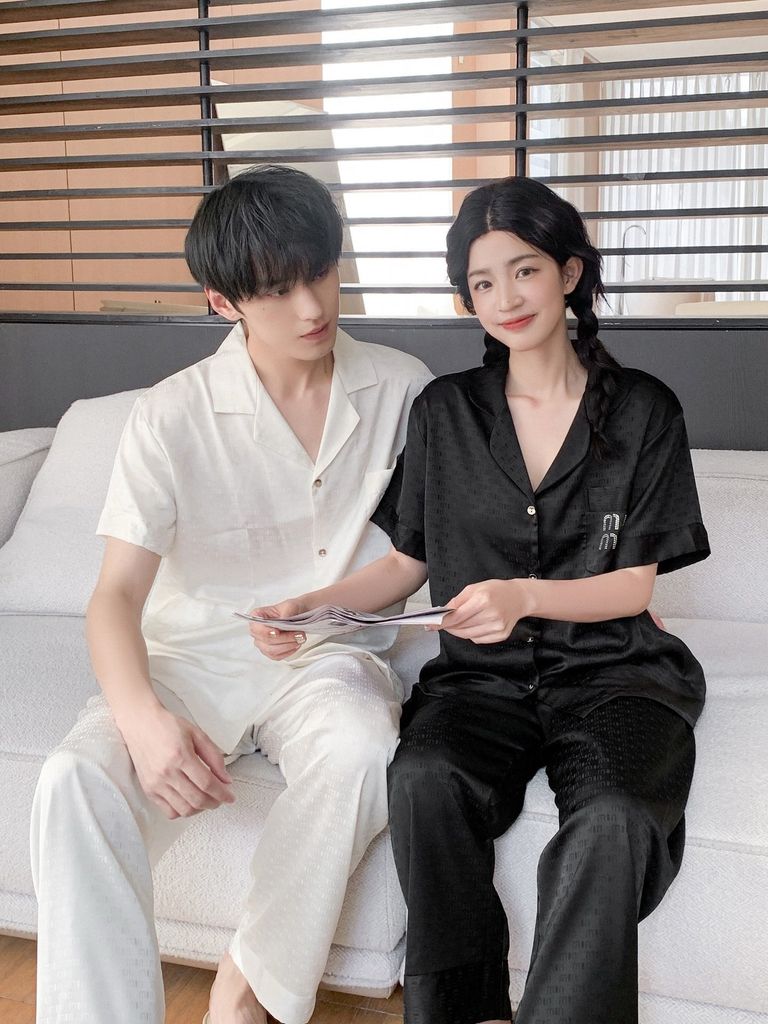 Pyjama ngủ lụa couple nam nữ Shury Store Home Wear CND26 bộ ngủ lụa dành cho cặp đôi,team mềm mát