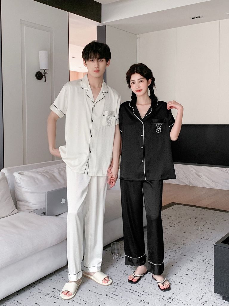 Pyjama ngủ lụa couple nam nữ Shury Store Home Wear CND04 bộ ngủ lụa dành cho cặp đôi,team mềm mát