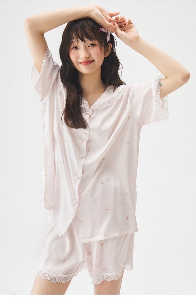 Đồ bộ ngủ nữ Pyjama lụa Shury Store Home Wear NT20 tay ngắn quần ngắn mặc nhà size 45-75 kg mềm mịn