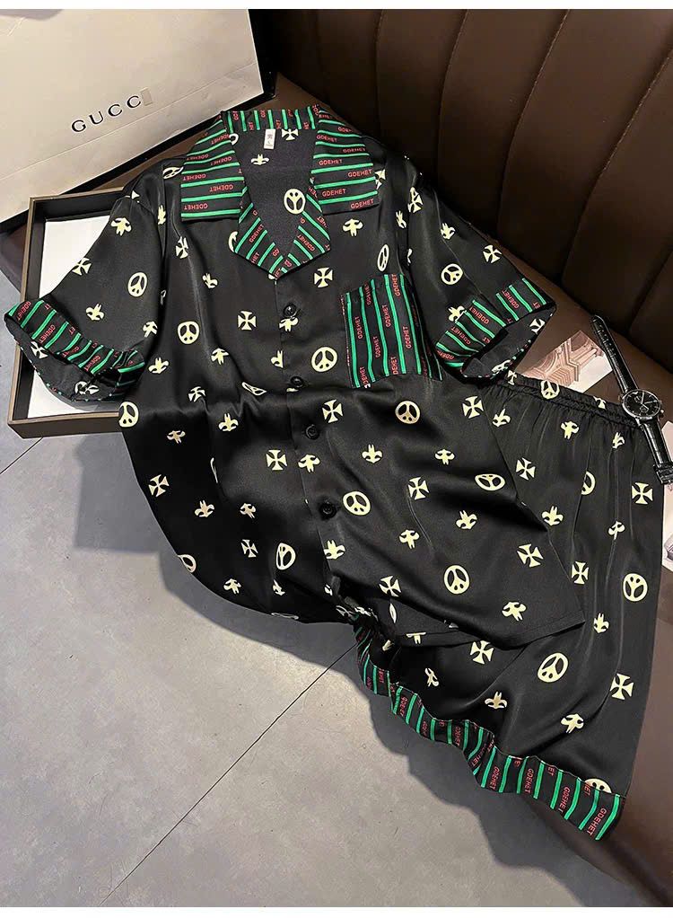 Đồ ngủ đôi Shury Store CTN16 nam nữ đồ bộ ngủ Pyjama couple tay ngắn quần ngắn chất lụa băng cao cấp