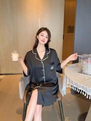Váy ngủ sơ mi lụa Shury Store Home Wear SM33 đầm ngủ lụa freesize mềm mát mặc nhà thoải mái