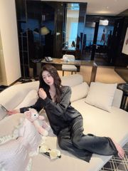 Đồ bộ ngủ nữ pyjama lụa Shury Store Home Wear TD05 tay dài quần dài bộ pyjama mặc nhà size 45-75kg