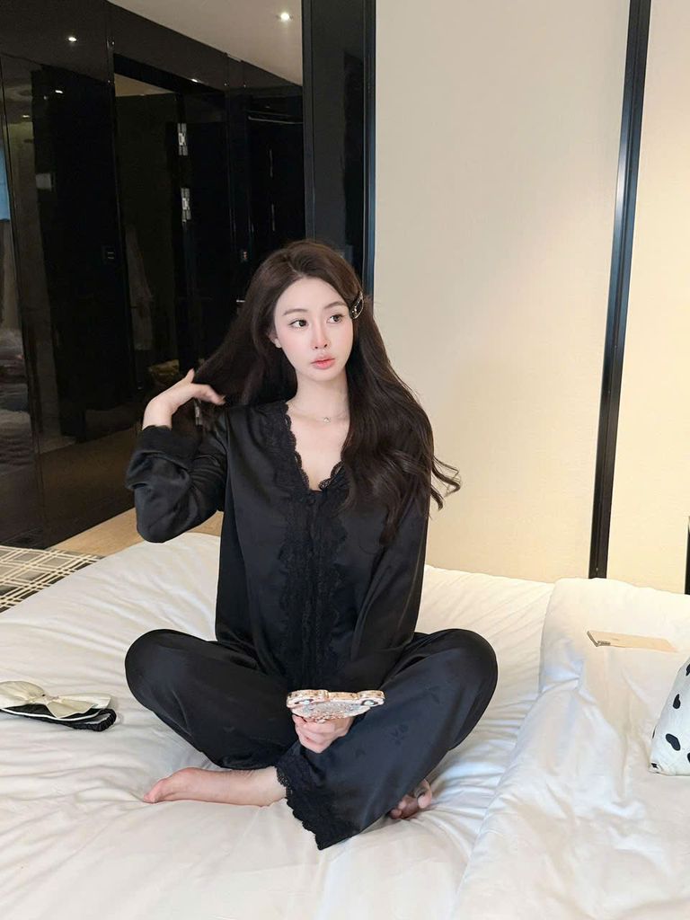 Đồ bộ ngủ nữ pyjama lụa Shury Store Home Wear TD05 tay dài quần dài bộ pyjama mặc nhà size 45-75kg