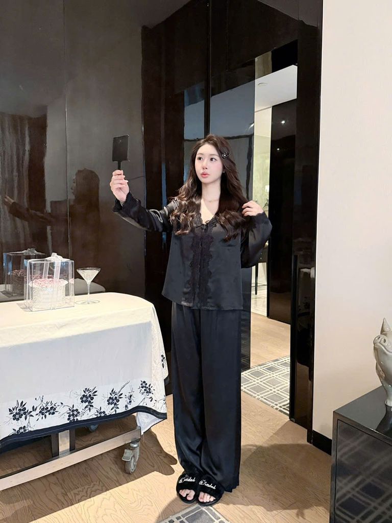 Đồ bộ ngủ nữ pyjama lụa Shury Store Home Wear TD05 tay dài quần dài bộ pyjama mặc nhà size 45-75kg