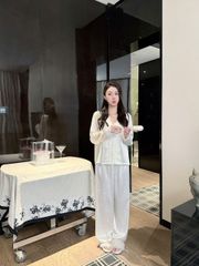 Đồ bộ ngủ nữ pyjama lụa Shury Store Home Wear TD05 tay dài quần dài bộ pyjama mặc nhà size 45-75kg
