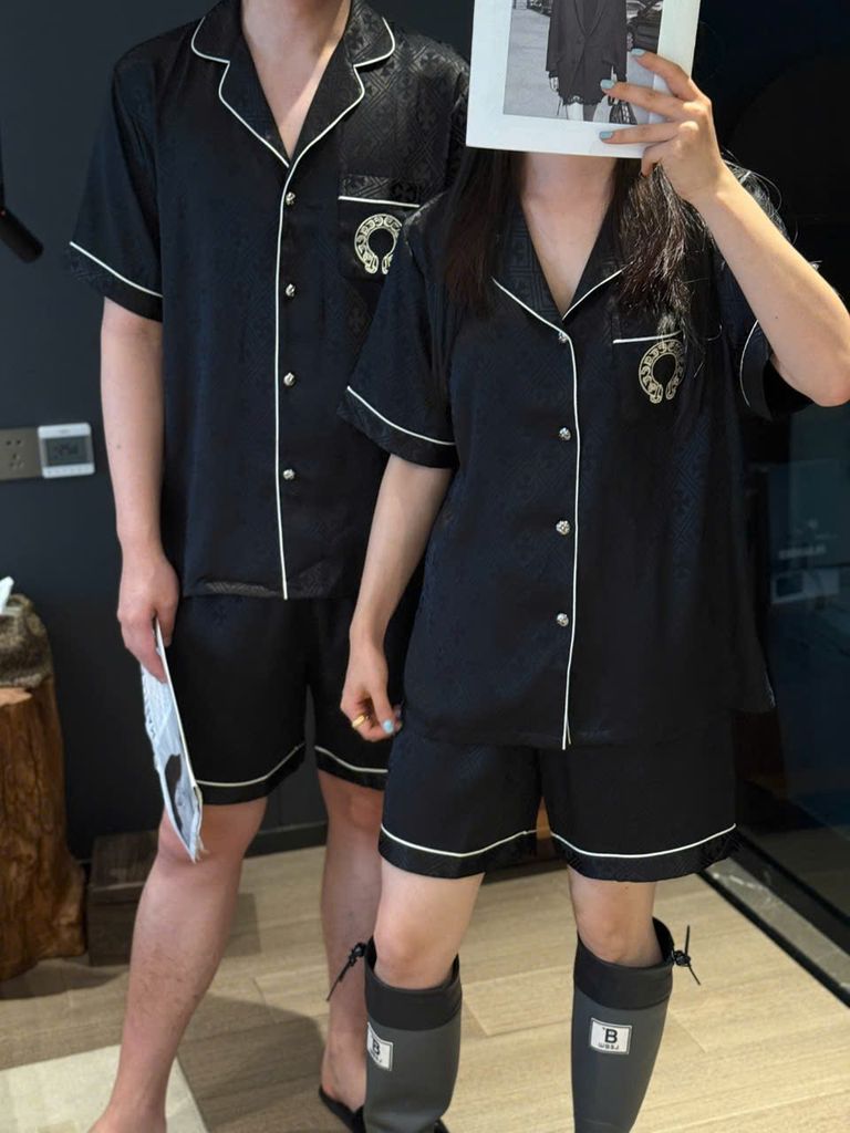 Đồ ngủ pyjama nam hoặc nữ Shury Store Home Wear CTN02 size 45-95kg bộ đôi couple tay ngắn quần ngắn