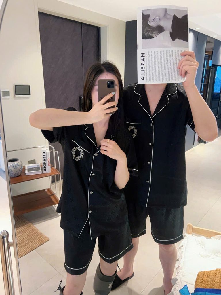 Đồ ngủ pyjama nam hoặc nữ Shury Store Home Wear CTN02 size 45-95kg bộ đôi couple tay ngắn quần ngắn
