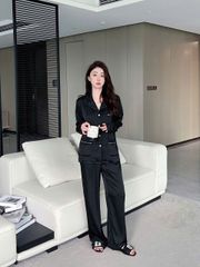 Đồ bộ ngủ nữ pyjama lụa Shury Store Home Wear TD40 bộ ngủ lụa tay dài quần dài màu đen size 45-75kg