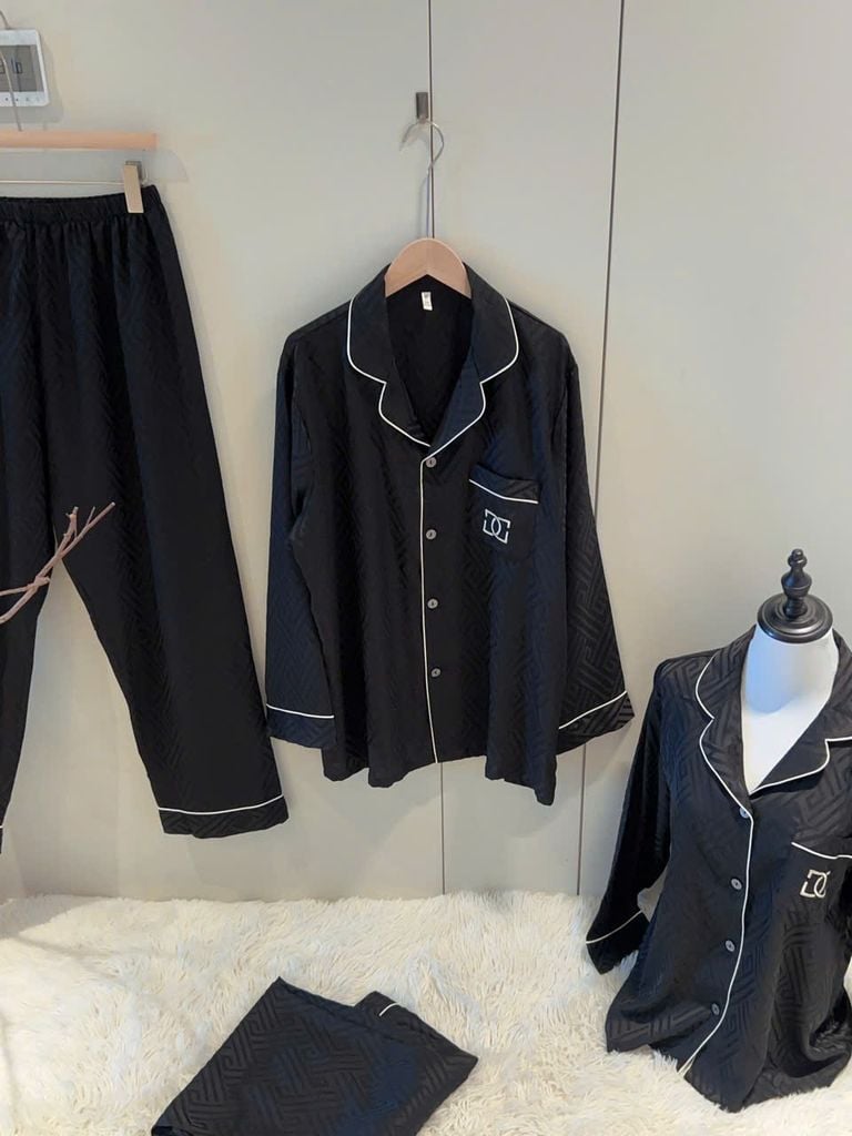 Đồ ngủ pyjama lụa nam hoặc nữ Shury Store Home Wear DD59 size 45-95kg bộ đôi couple tay dài quần dài