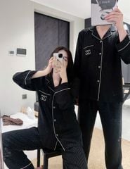 Đồ ngủ pyjama lụa nam hoặc nữ Shury Store Home Wear DD59 size 45-95kg bộ đôi couple tay dài quần dài