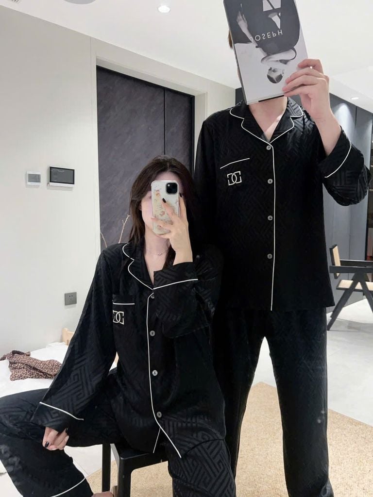 Đồ ngủ pyjama lụa nam hoặc nữ Shury Store Home Wear DD59 size 45-95kg bộ đôi couple tay dài quần dài