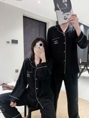 Đồ ngủ pyjama lụa nam hoặc nữ Shury Store Home Wear DD59 size 45-95kg bộ đôi couple tay dài quần dài