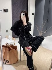 Đồ ngủ pyjama lụa nam hoặc nữ Shury Store Home Wear DD59 size 45-95kg bộ đôi couple tay dài quần dài