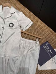 Đồ ngủ pyjama lụa nam hoặc nữ Shury Store Home Wear CND3 size 45-95kg màu trắng bộ đôi lụa couple