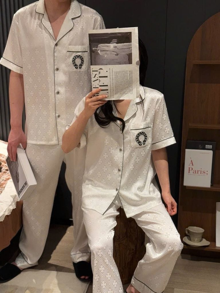 Đồ ngủ pyjama lụa nam hoặc nữ Shury Store Home Wear CND23 size 45-95kg màu đen bộ đôi ngủ lụa couple