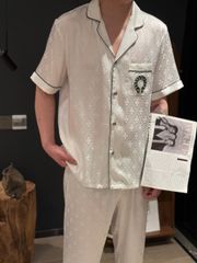 Đồ ngủ pyjama lụa nam hoặc nữ Shury Store Home Wear CND3 size 45-95kg màu trắng bộ đôi lụa couple