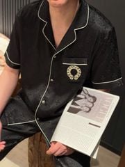 Đồ ngủ pyjama lụa nam hoặc nữ Shury Store Home Wear CND23 size 45-95kg màu đen bộ đôi ngủ lụa couple