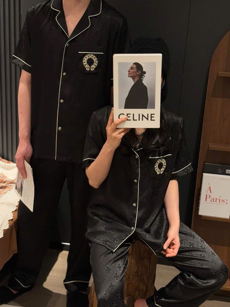 Đồ ngủ pyjama lụa nam hoặc nữ Shury Store Home Wear CND23 size 45-95kg màu đen bộ đôi ngủ lụa couple