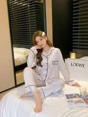 Đồ ngủ pyjama lụa nam nữ Shury Store Home Wear DD02 size 45-95kg tay dài quần dài  bộ đôi couple lụa