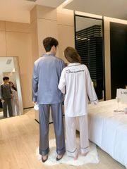Đồ ngủ pyjama lụa nam nữ Shury Store Home Wear DD02 size 45-95kg tay dài quần dài  bộ đôi couple lụa