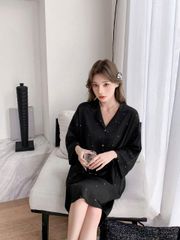 Váy ngủ sơmi lụa nữ Shury Store Home Wear SM20 freesize 45-75kg đầm ngủ lụa mặc nhà mặc ngủ rộng rãi