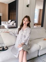 Váy ngủ sơmi lụa nữ Shury Store Home Wear SM20 freesize 45-75kg đầm ngủ lụa mặc nhà mặc ngủ rộng rãi