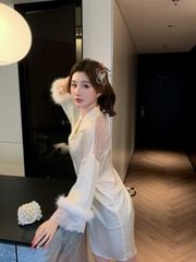Váy ngủ sơmi lụa nữ Shury Store Home Wear SM34 freesize 45-75kg đầm ngủ mặc nhà suông rộng mềm mại
