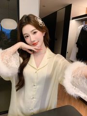 Váy ngủ sơmi lụa nữ Shury Store Home Wear SM34 freesize 45-75kg đầm ngủ mặc nhà suông rộng mềm mại