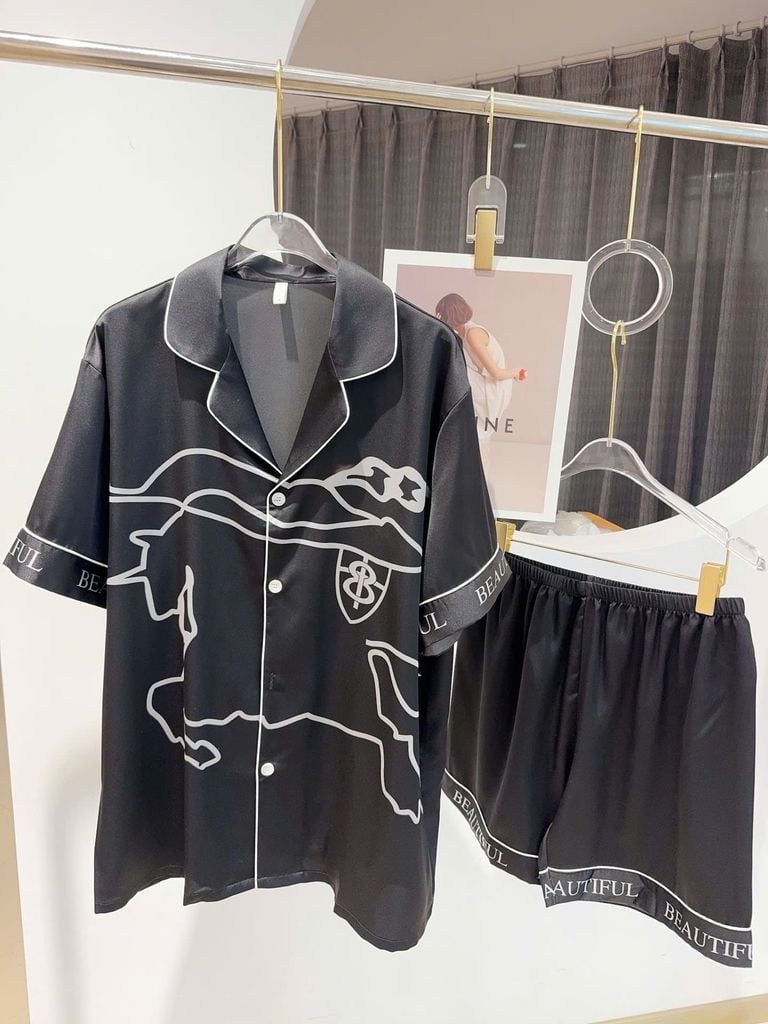 Pyjama đôi lụa băng tay ngắn quần ngắn CTN24 Shury Store Home Wear Đồ ngủ couple cao cấp size 45-85