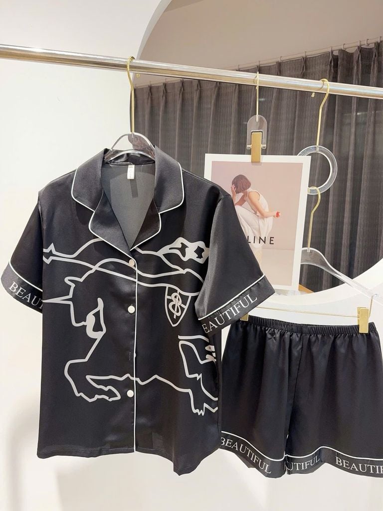 Pyjama đôi lụa băng tay ngắn quần ngắn CTN24 Shury Store Home Wear Đồ ngủ couple cao cấp size 45-85