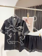 Pyjama đôi lụa băng tay ngắn quần ngắn CTN24 Shury Store Home Wear Đồ ngủ couple cao cấp size 45-85