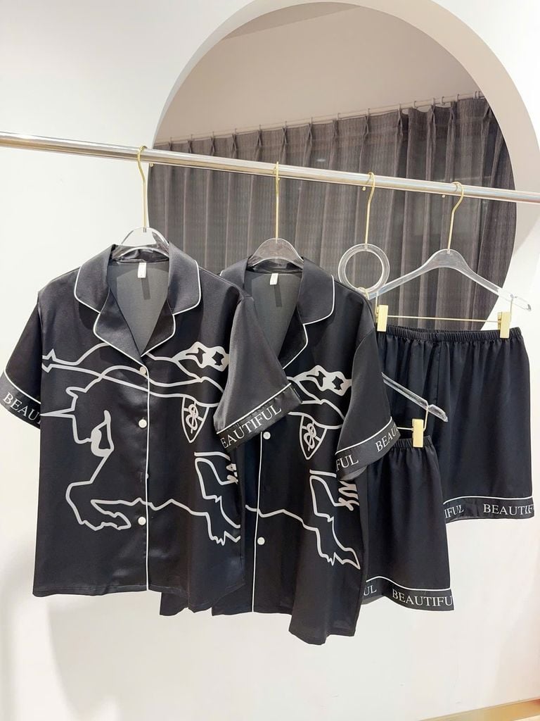 Pyjama đôi lụa băng tay ngắn quần ngắn CTN24 Shury Store Home Wear Đồ ngủ couple cao cấp size 45-85