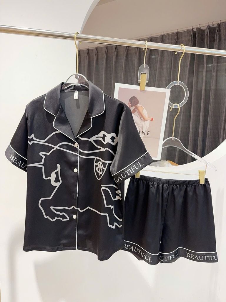 Pyjama đôi lụa băng tay ngắn quần ngắn CTN24 Shury Store Home Wear Đồ ngủ couple cao cấp size 45-85